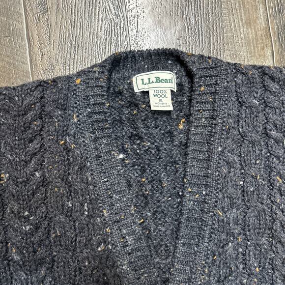 VTG LL Bean Aran Ireland Cardigan Sweater women’s Fisherman Wool Cable Knit S - Picture 2 of 6